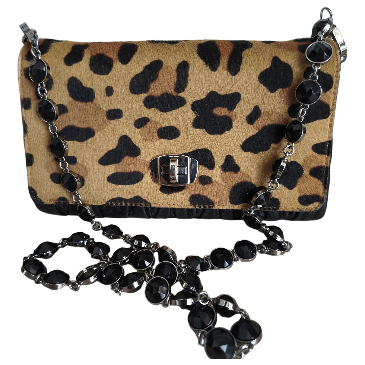 Miu Crystal pony-style calfskin crossbody bag