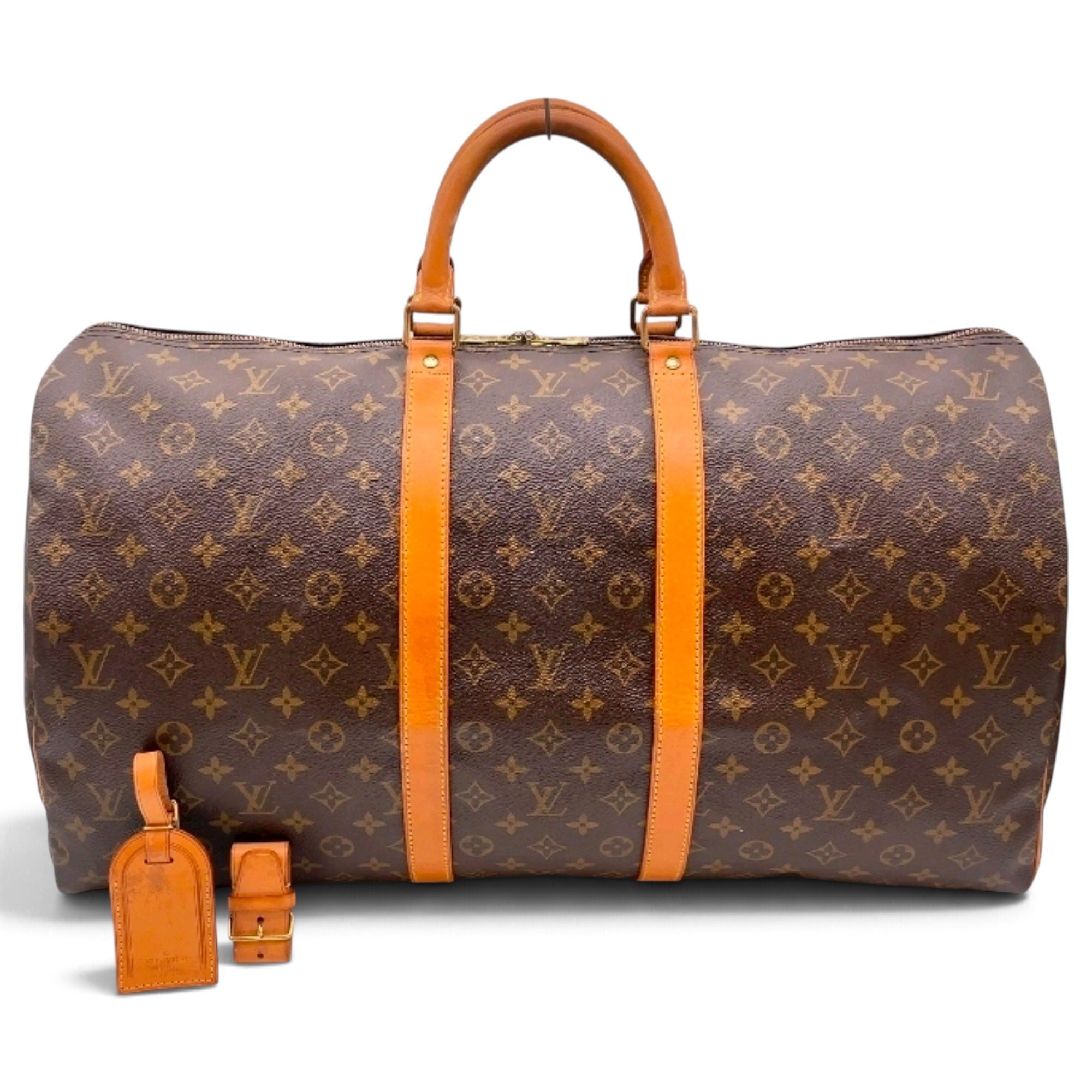 Louis Vuitton Keepall leather travel bag