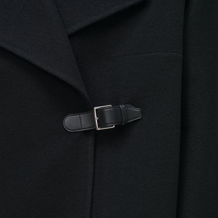 Noir Cashmere Coat With Shawl Collar