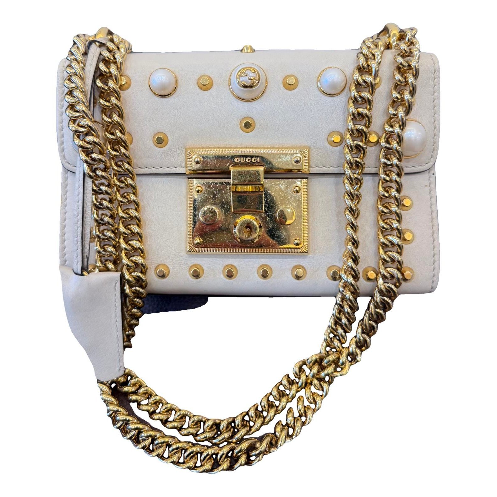 Padlock leather crossbody bag