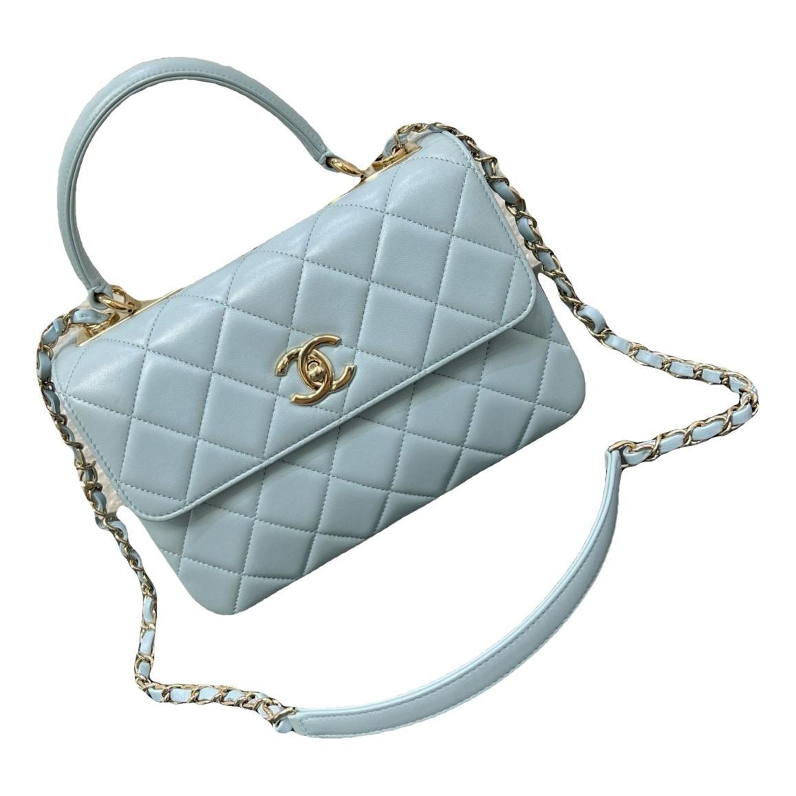 Trendy CC Top Handle leather handbag