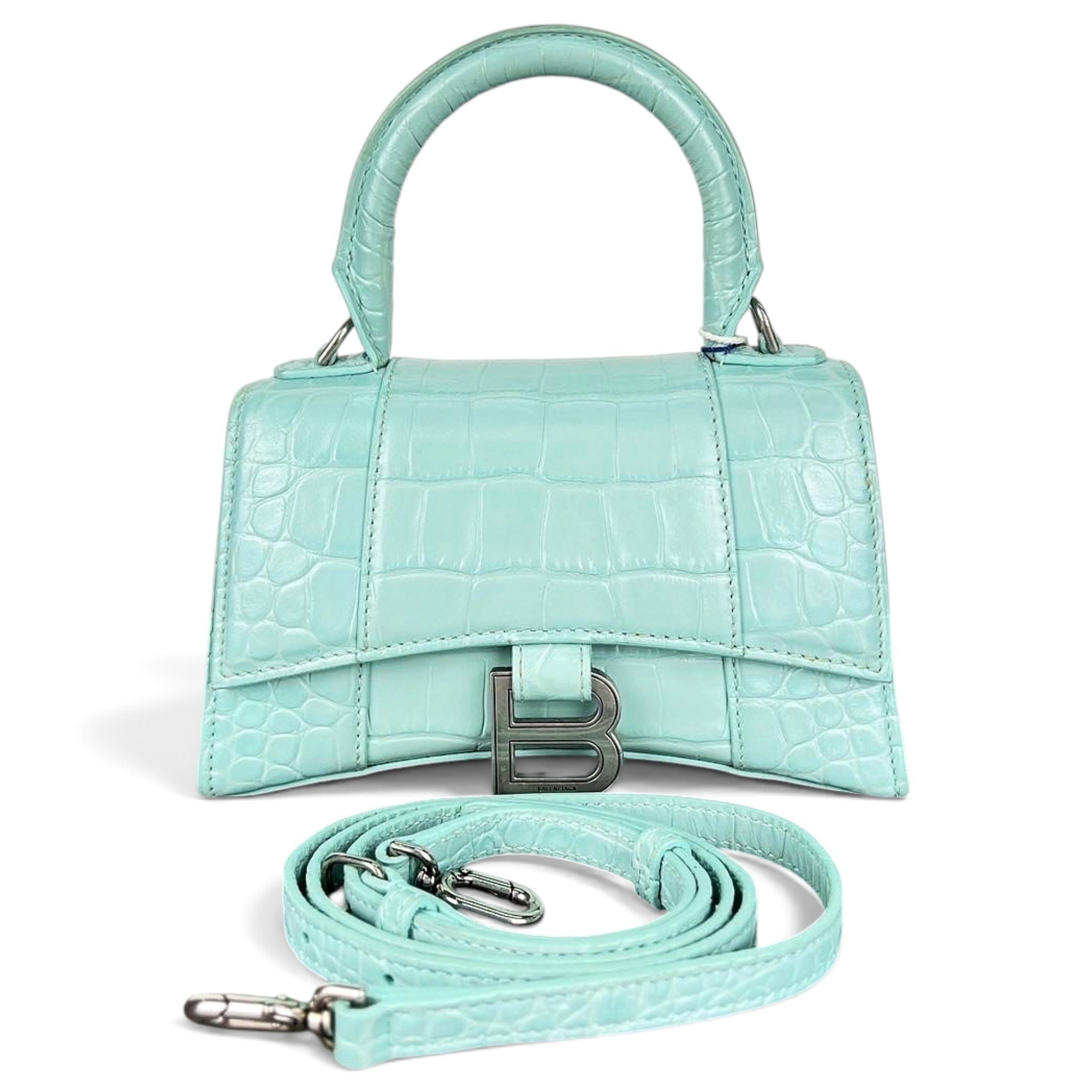 Hourglass leather handbag