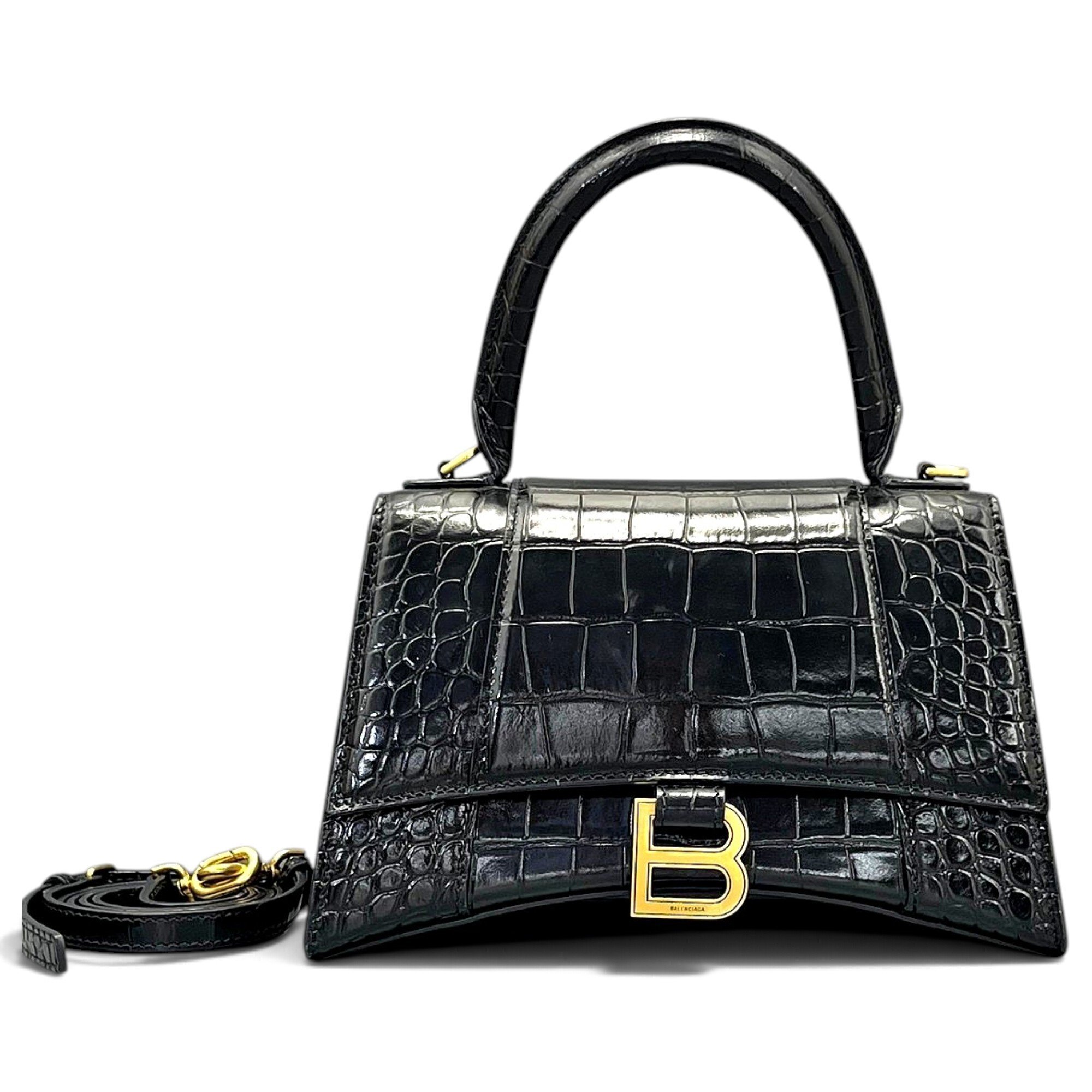 Hourglass leather handbag