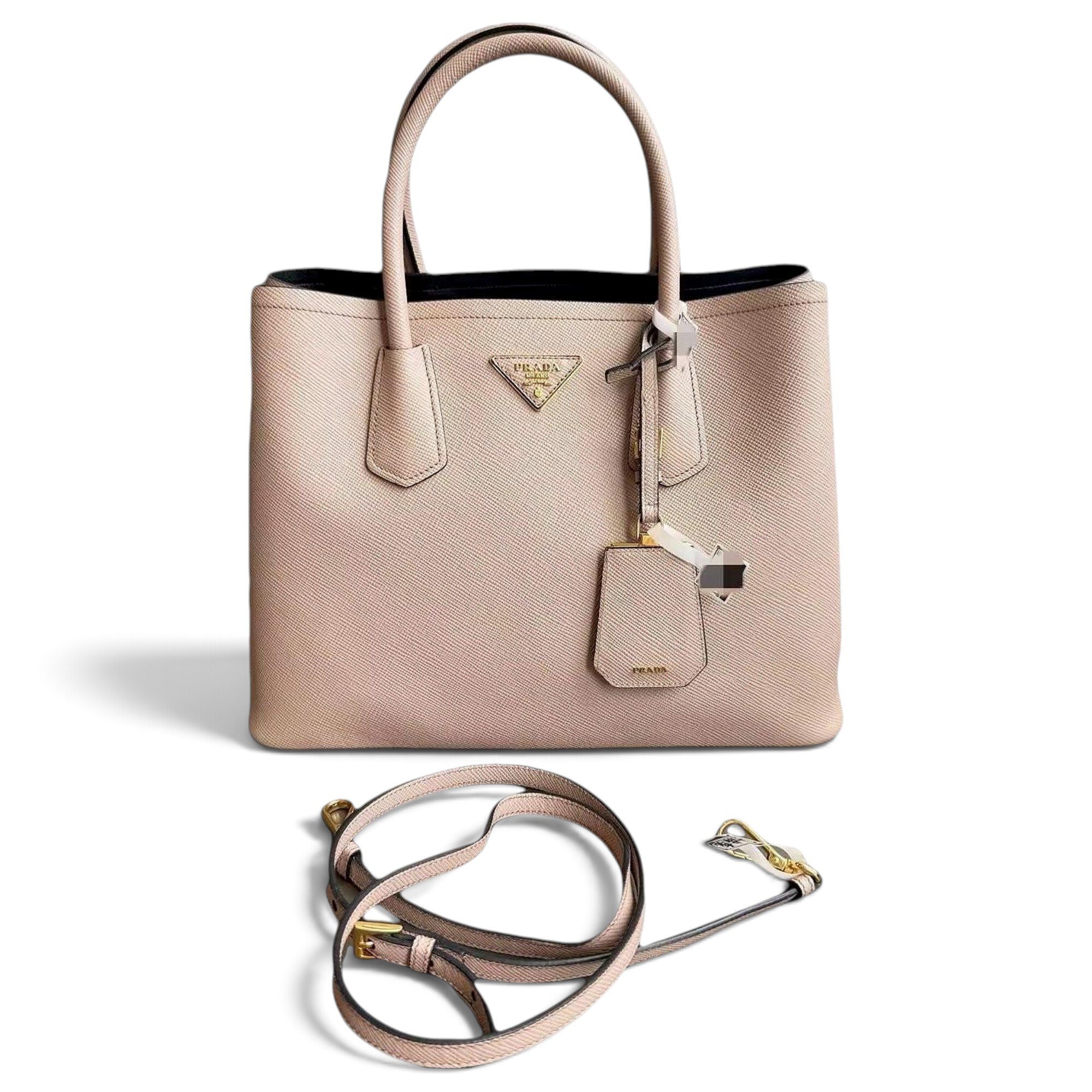 Double leather handbag