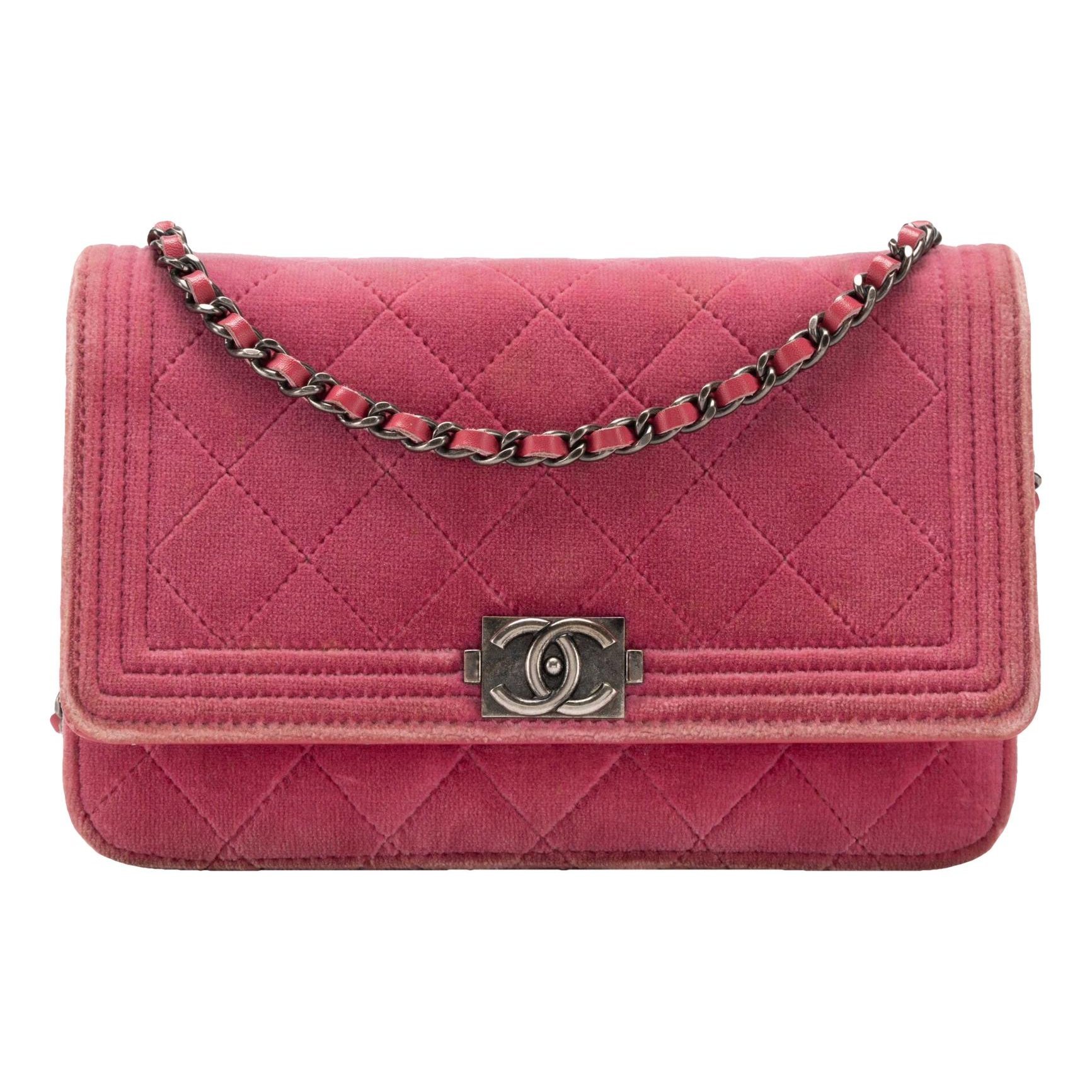 Wallet On Chain Boy Half Flap velvet crossbody bag