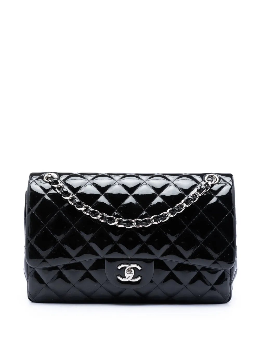 2012 Jumbo Classic Patent Double Flap shoulder bag