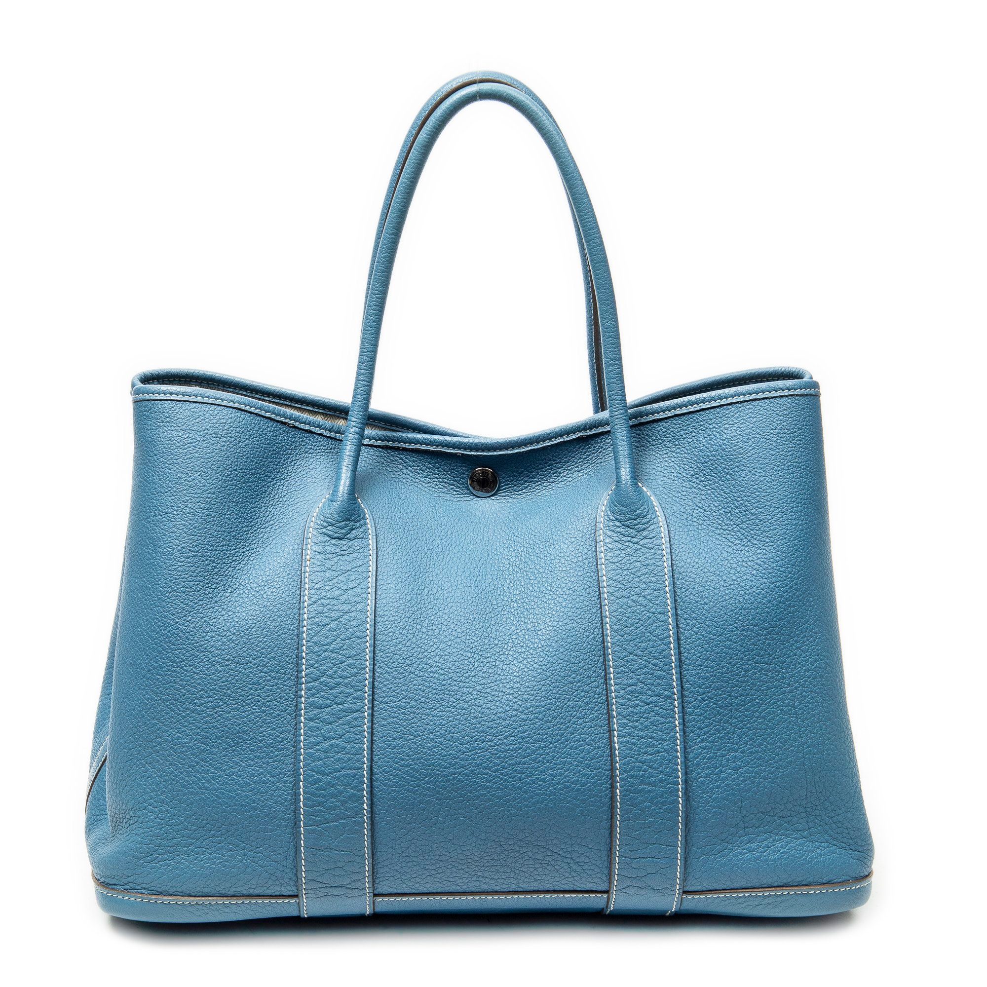 Hermes Garden Party Handbag Azur Negonda Leather 2011