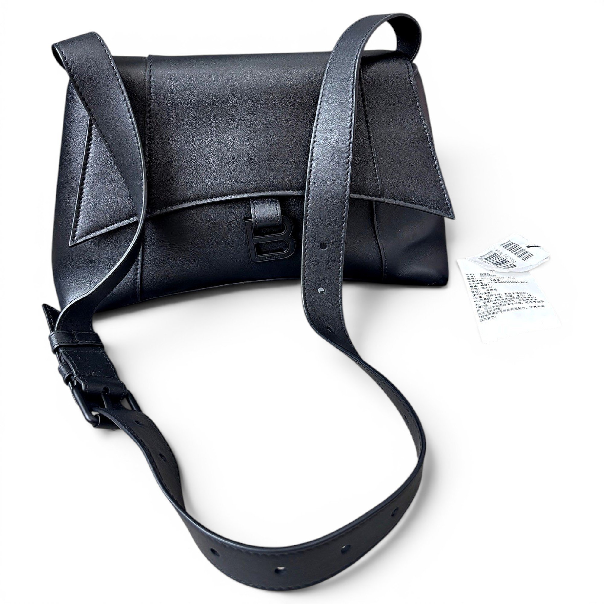 Hourglass leather handbag
