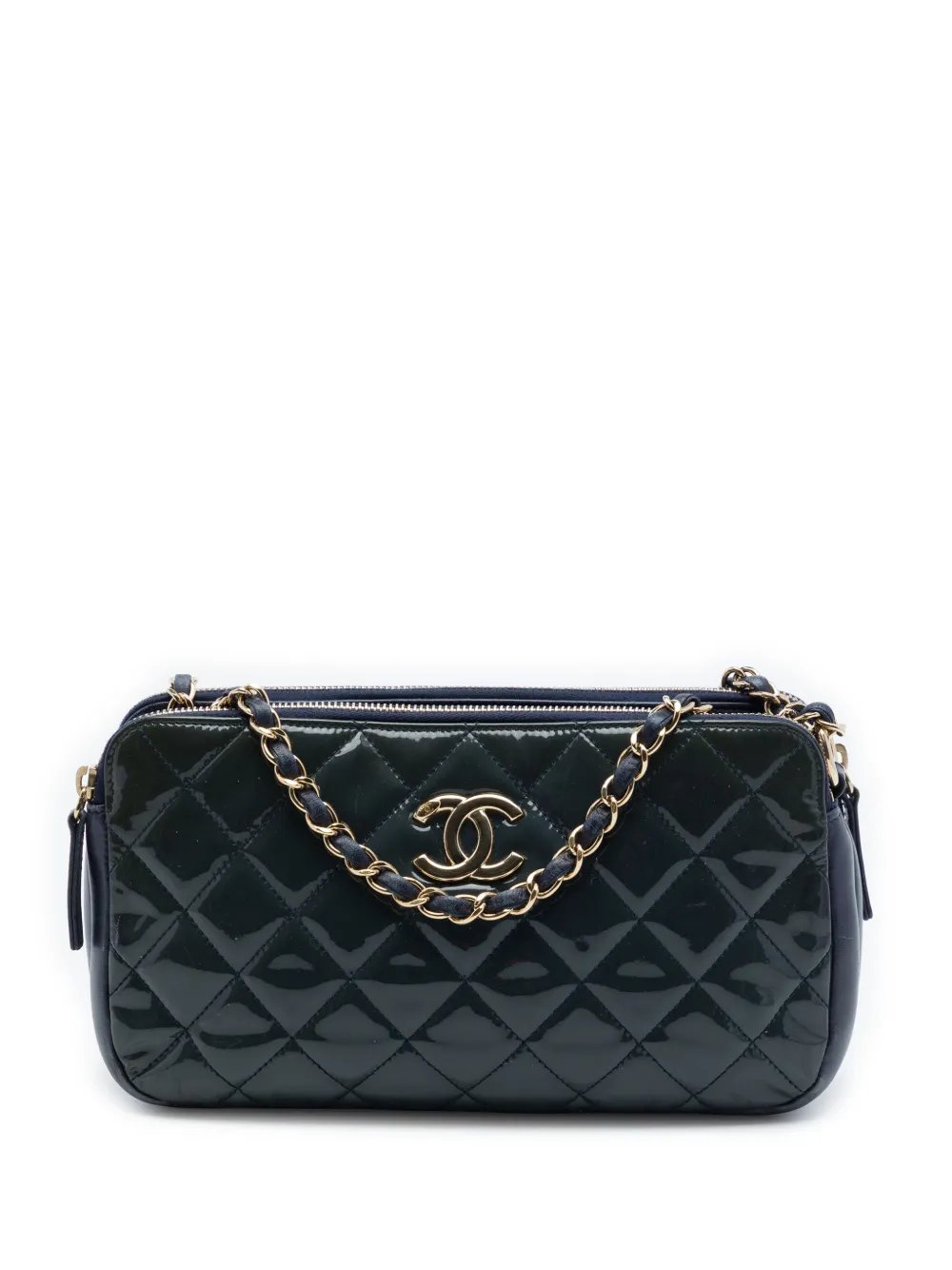 2014-2015 Quilted Patent CC Crown Double Zip crossbody bag