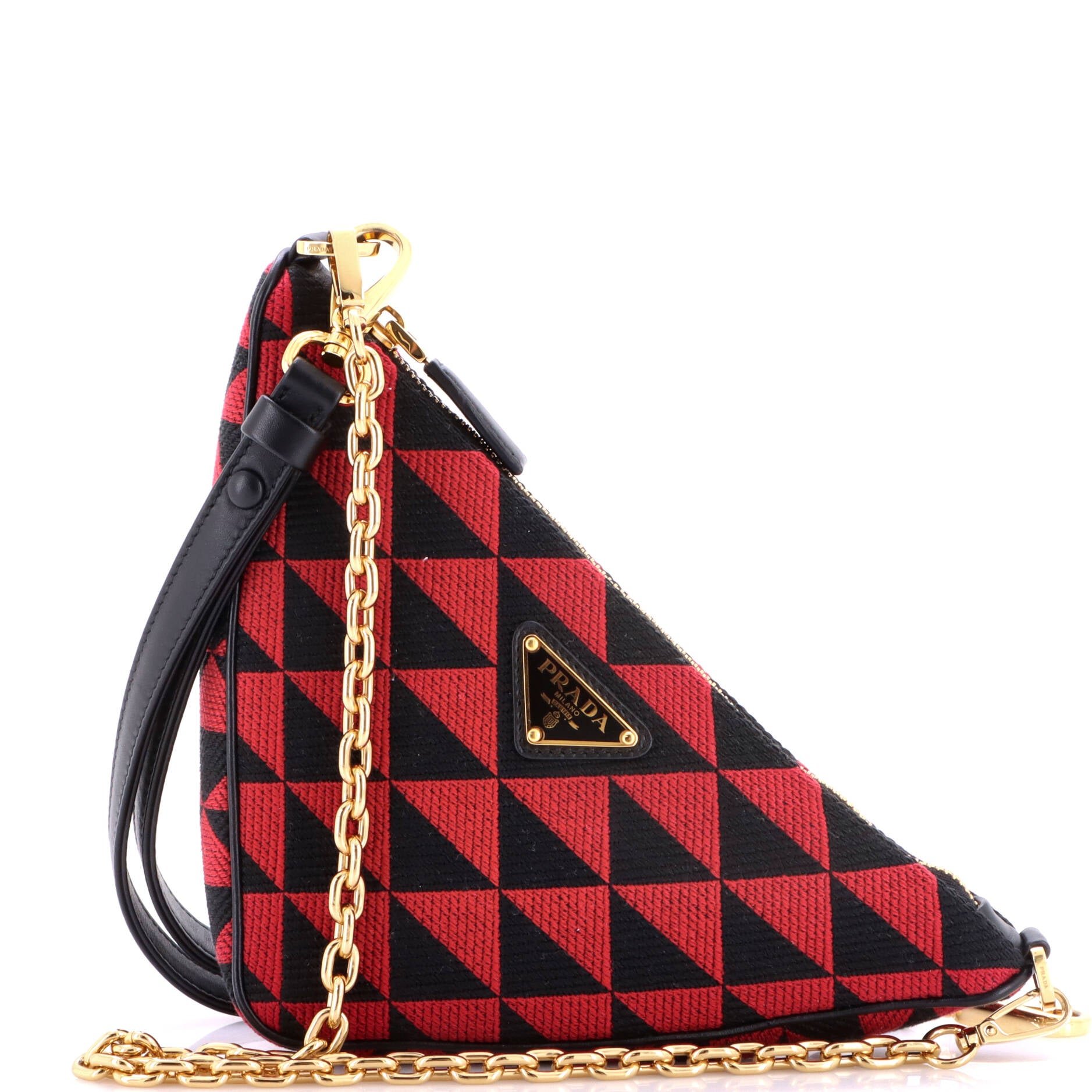 Symbole Triangle Bag Leather and Jacquard Mini