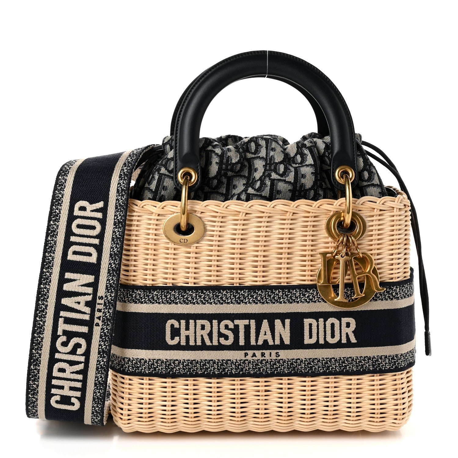 Christian Dior Wicker Oblique Medium Lady Dior Bag Blue