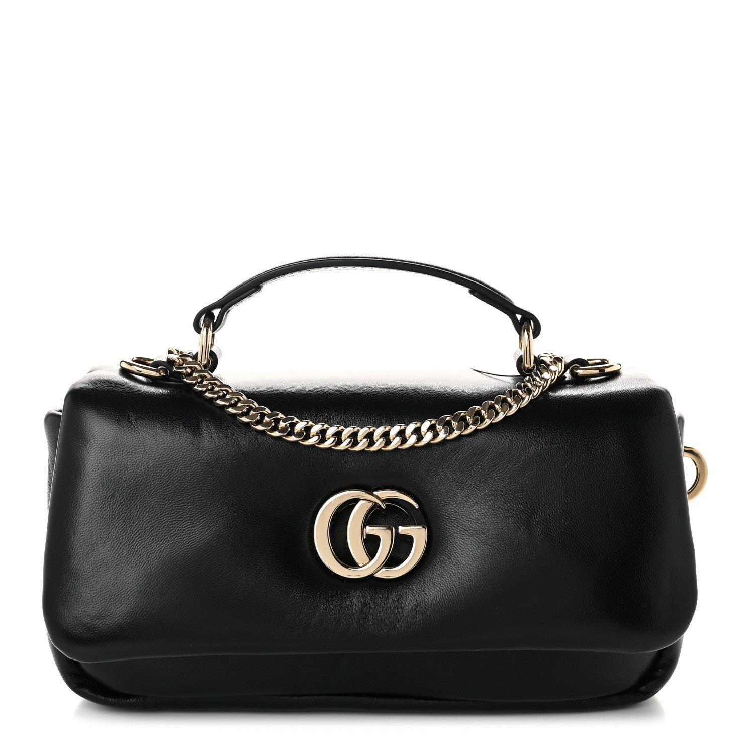 Gucci Lambskin Mini GG Milano Top Handle Shoulder Bag White