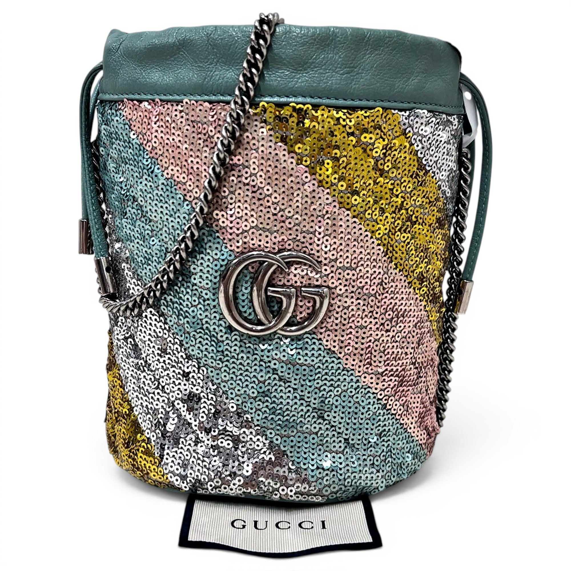 GG Marmont Chain Bucket glitter crossbody bag