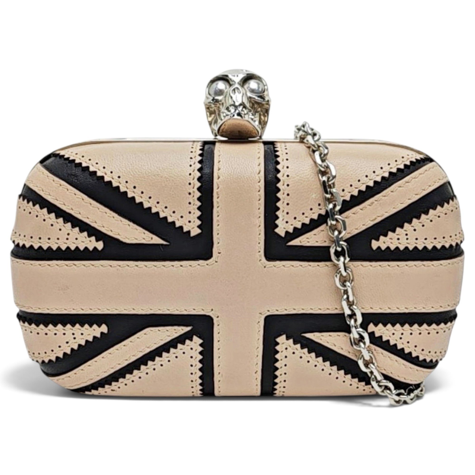 Skull leather clutch bag