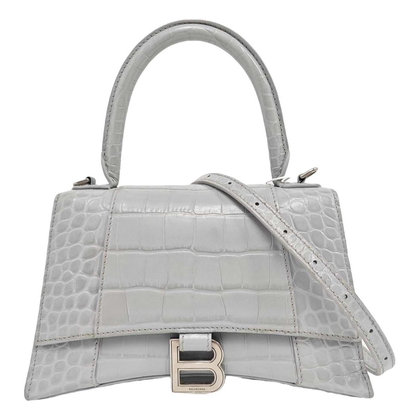 Hourglass leather handbag