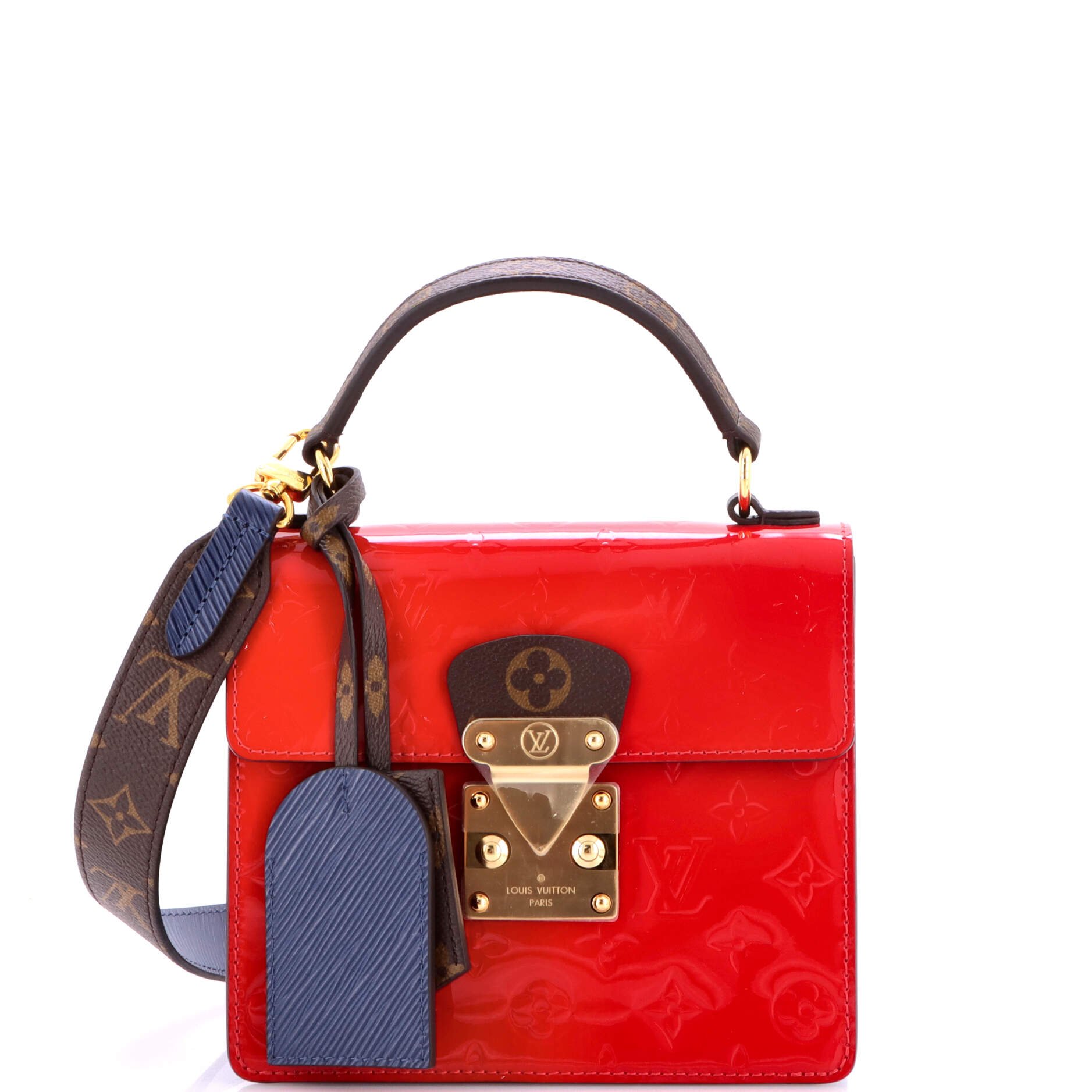 Spring Street NM Handbag Monogram Vernis with Monogram Canvas and Epi Leather