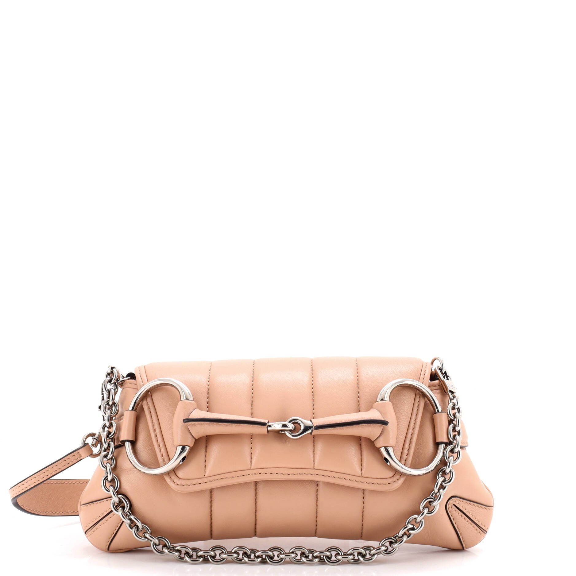 Horsebit Chain Shoulder Bag Vertical Quilted Leather Small