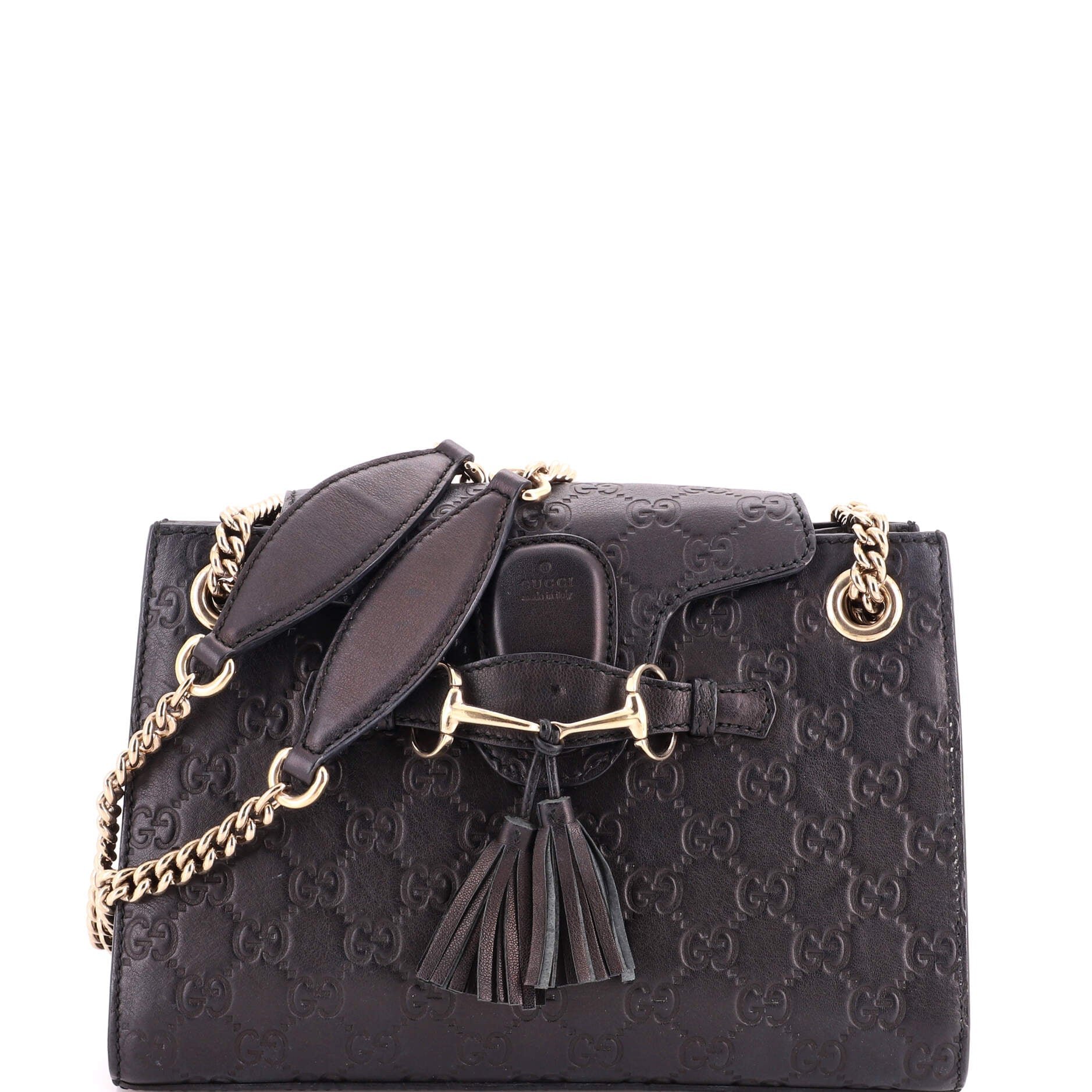 Emily Chain Flap Shoulder Bag Guccissima Leather Small