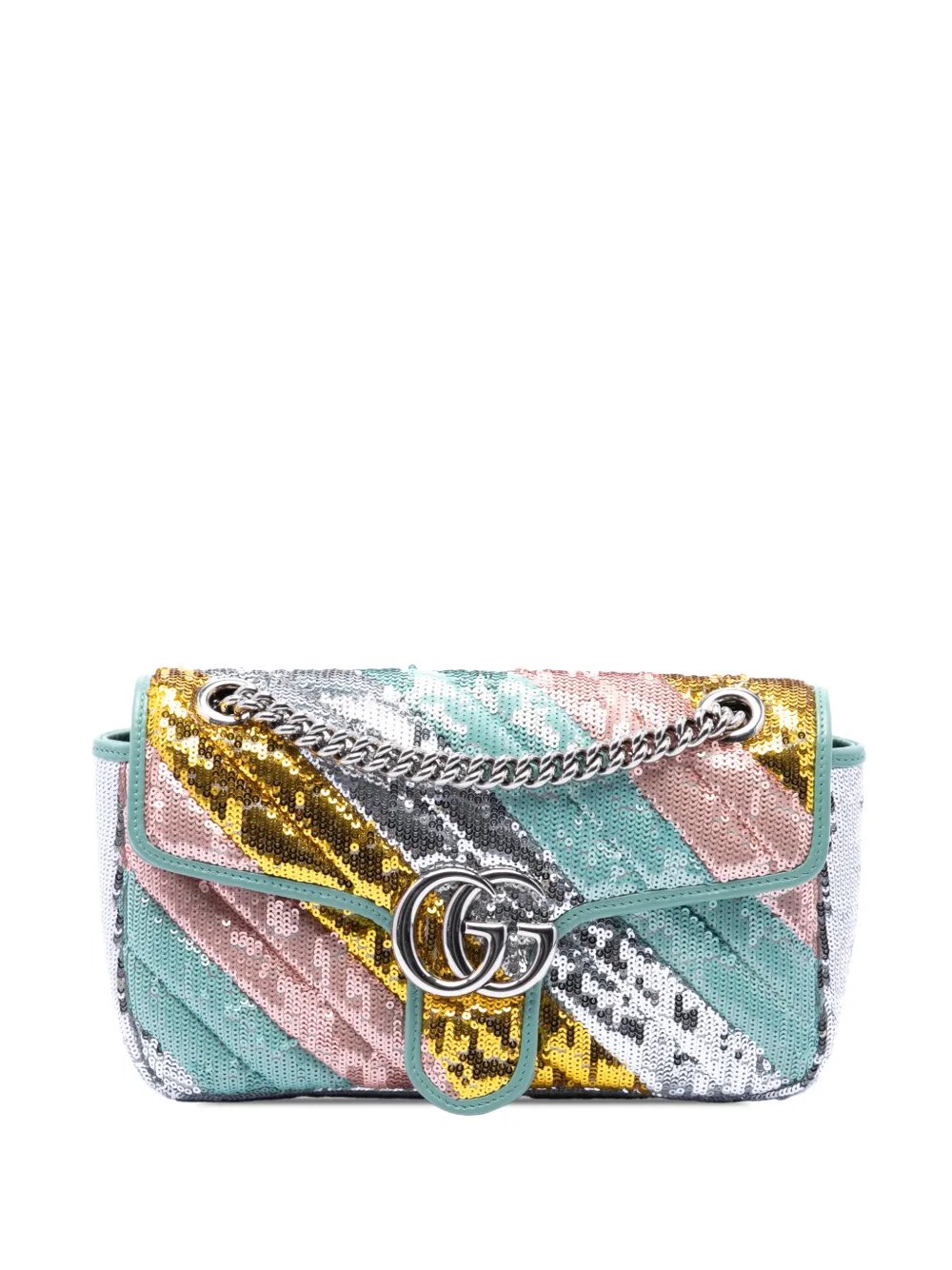 2016-2026 Medium GG Marmont Matelasse Diagonal Multicolore Sequin and Calfskin shoulder bag