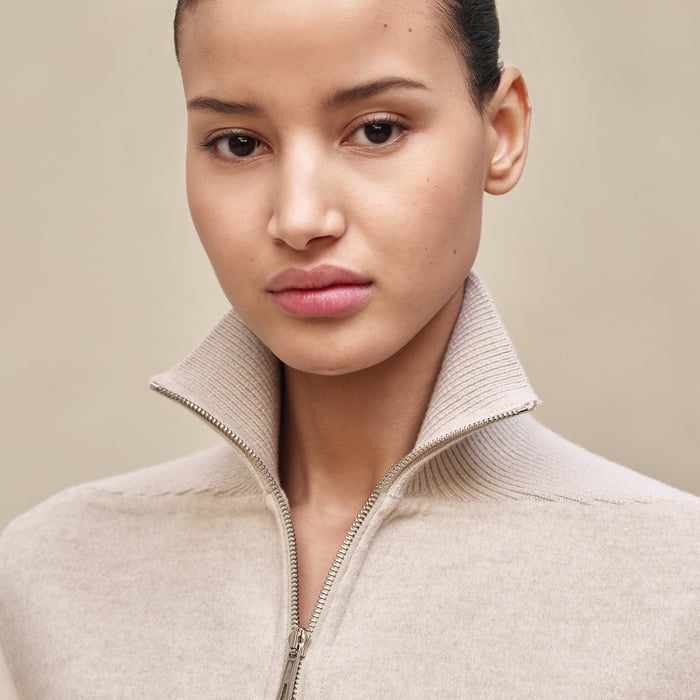 Beige Naturel Cashmere Straight Vest