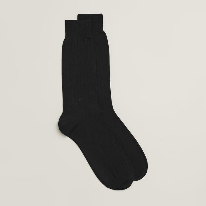 Noir "H" Embroidery Socks