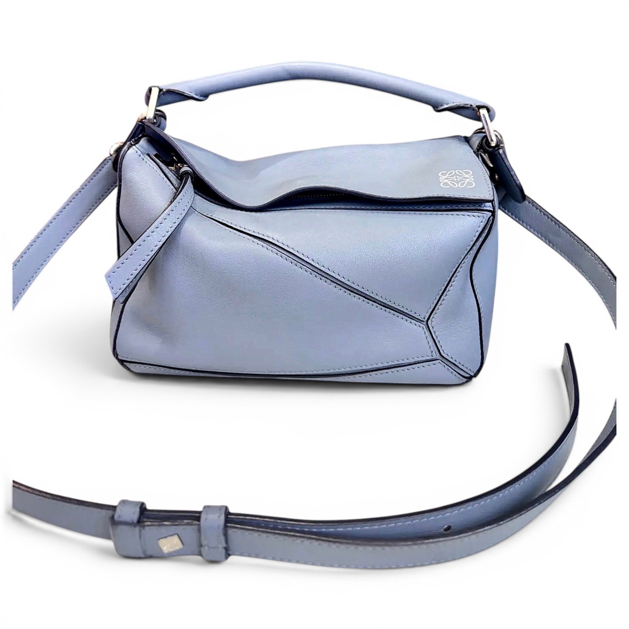 Puzzle leather handbag