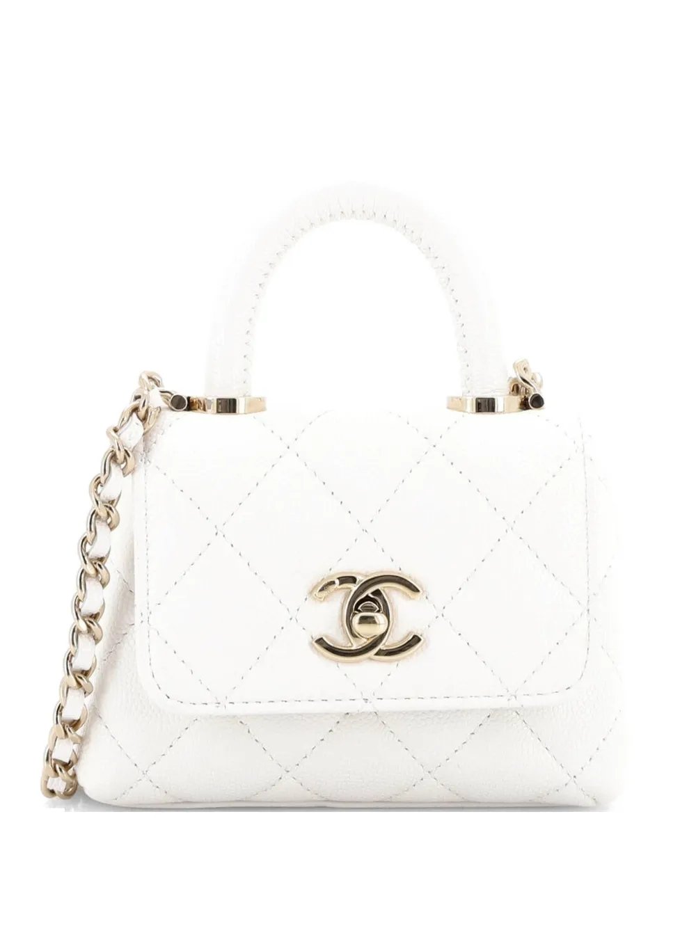 Coco Top Handle Clutch with Chain Quilted Caviar satchel