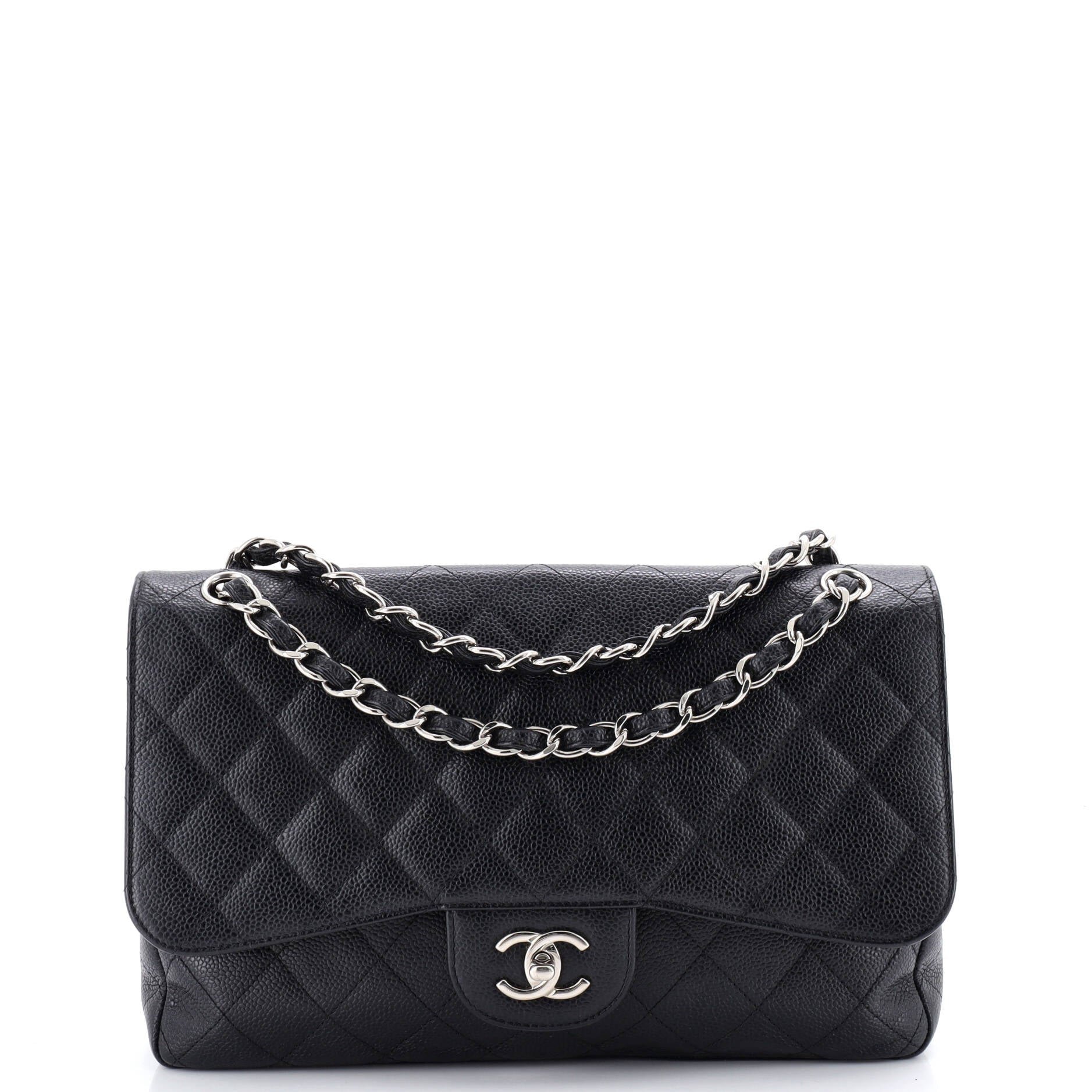Chanel Classic Double Flap Bag Quilted Caviar Jumbo