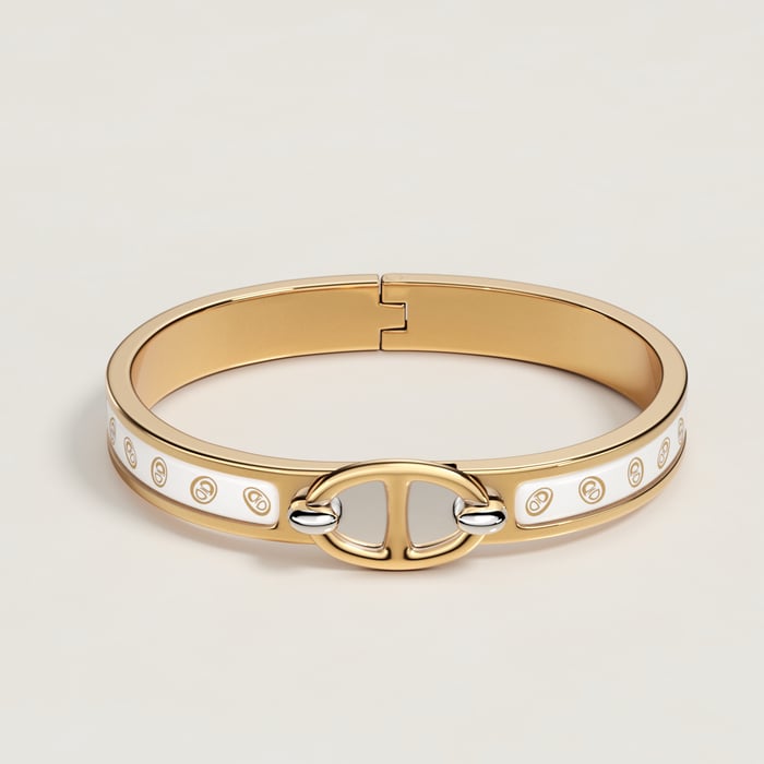 Orfèvre Jaune or Blanc Mini Clic Chaine d'Ancre Maillon Bracelet