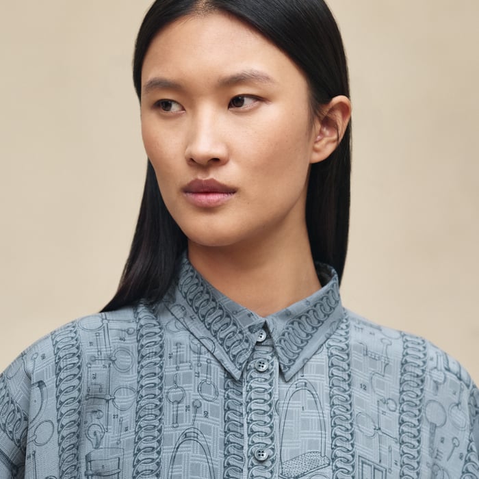 Bleu Adriatique "Cahier Du Colporteur" Blouse