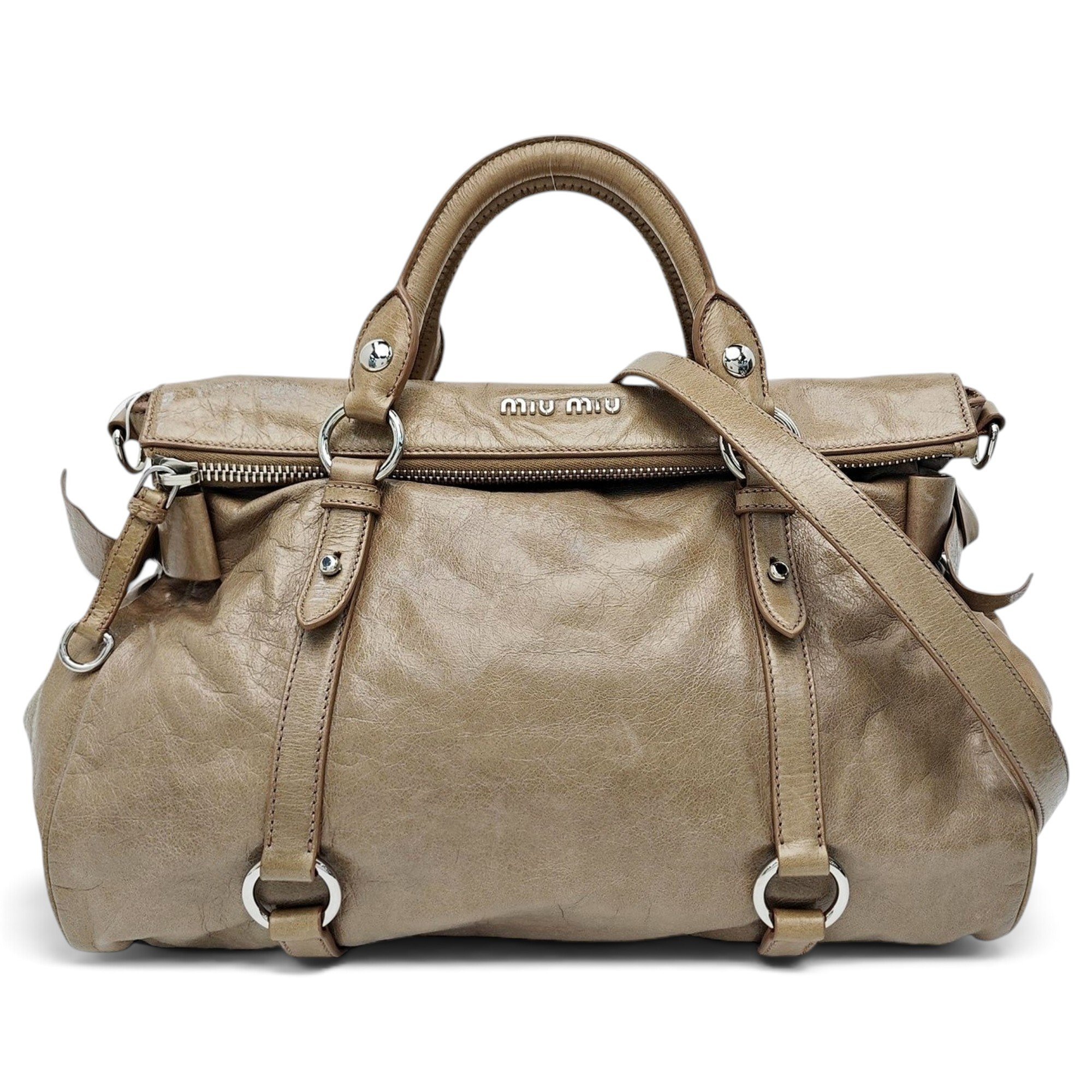 Bow bag leather handbag