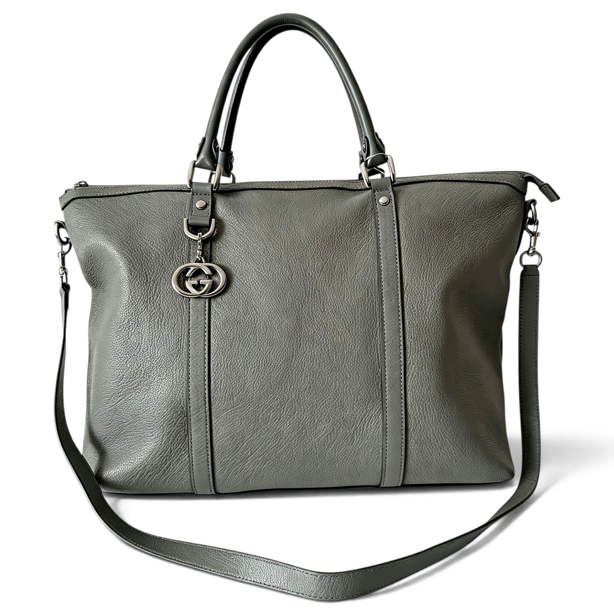 Interlocking leather handbag