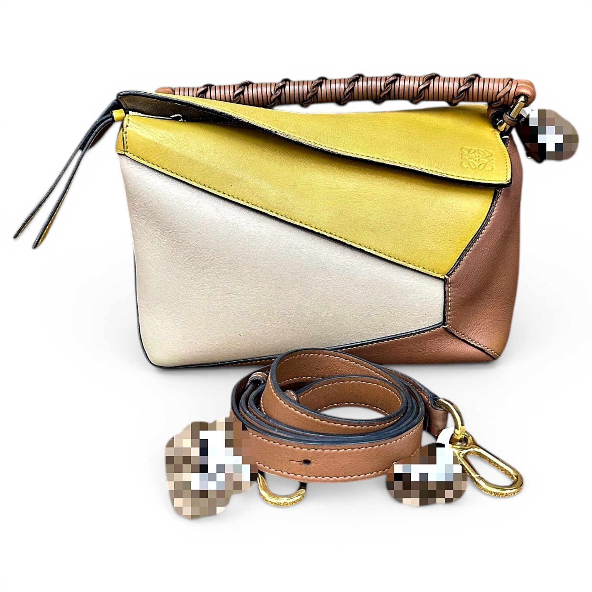 Puzzle leather handbag