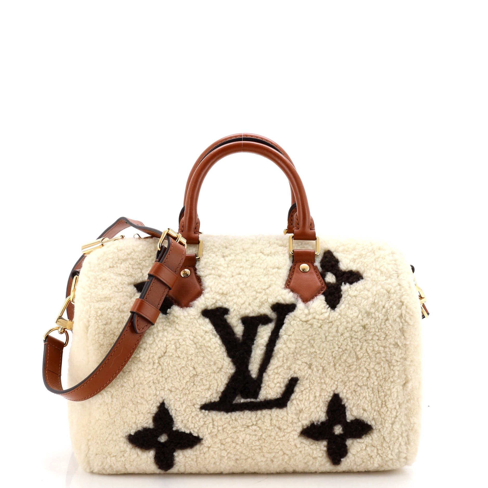 Louis Vuitton Speedy Bandouliere Bag Monogram Giant Teddy Fleece 25