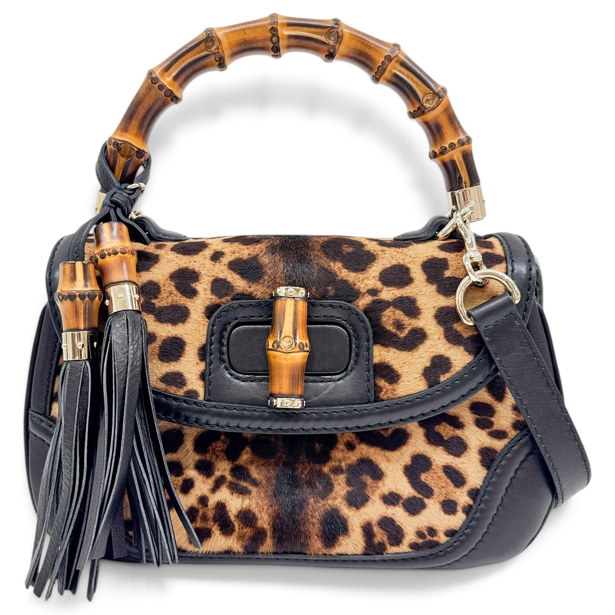 Convertible Bamboo Top Handle pony-style calfskin handbag