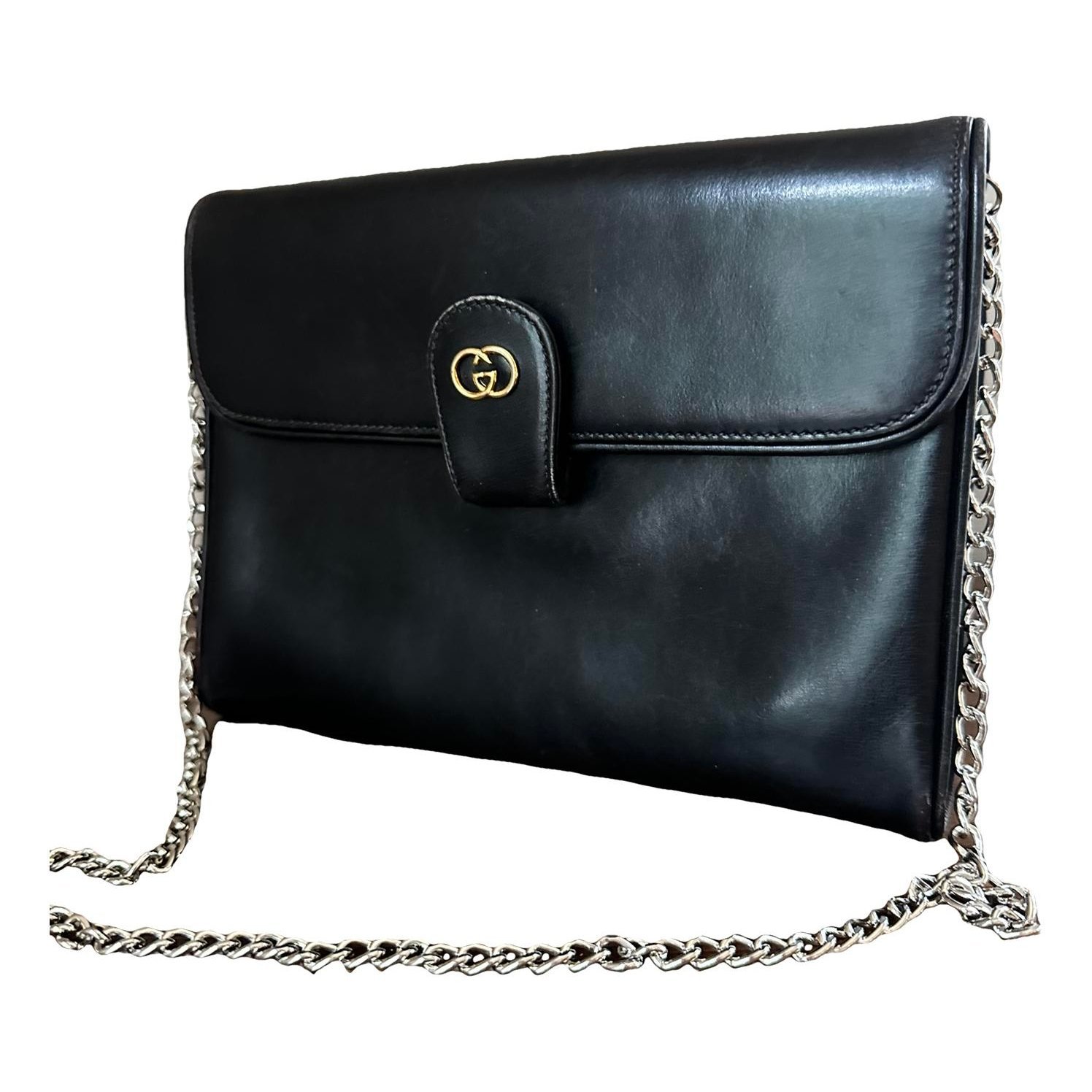 Interlocking leather clutch bag