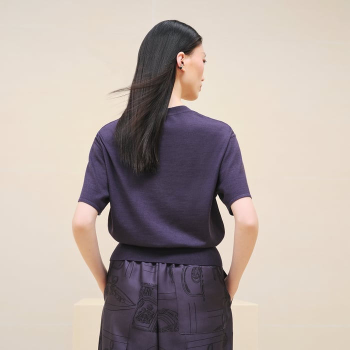 Violet Améthyste "En Desordre Finesse" Short-sleeve Twillaine Sweater