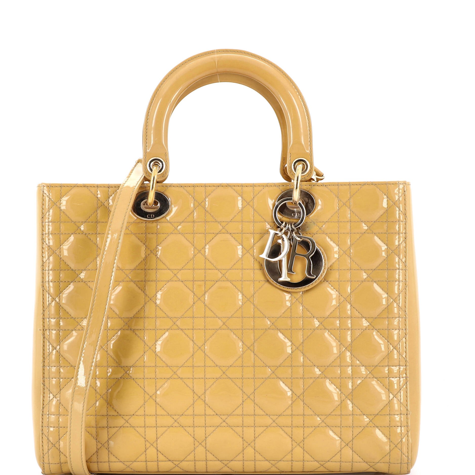 Dior Lady Dior Bag Cannage Quilt Patent Large