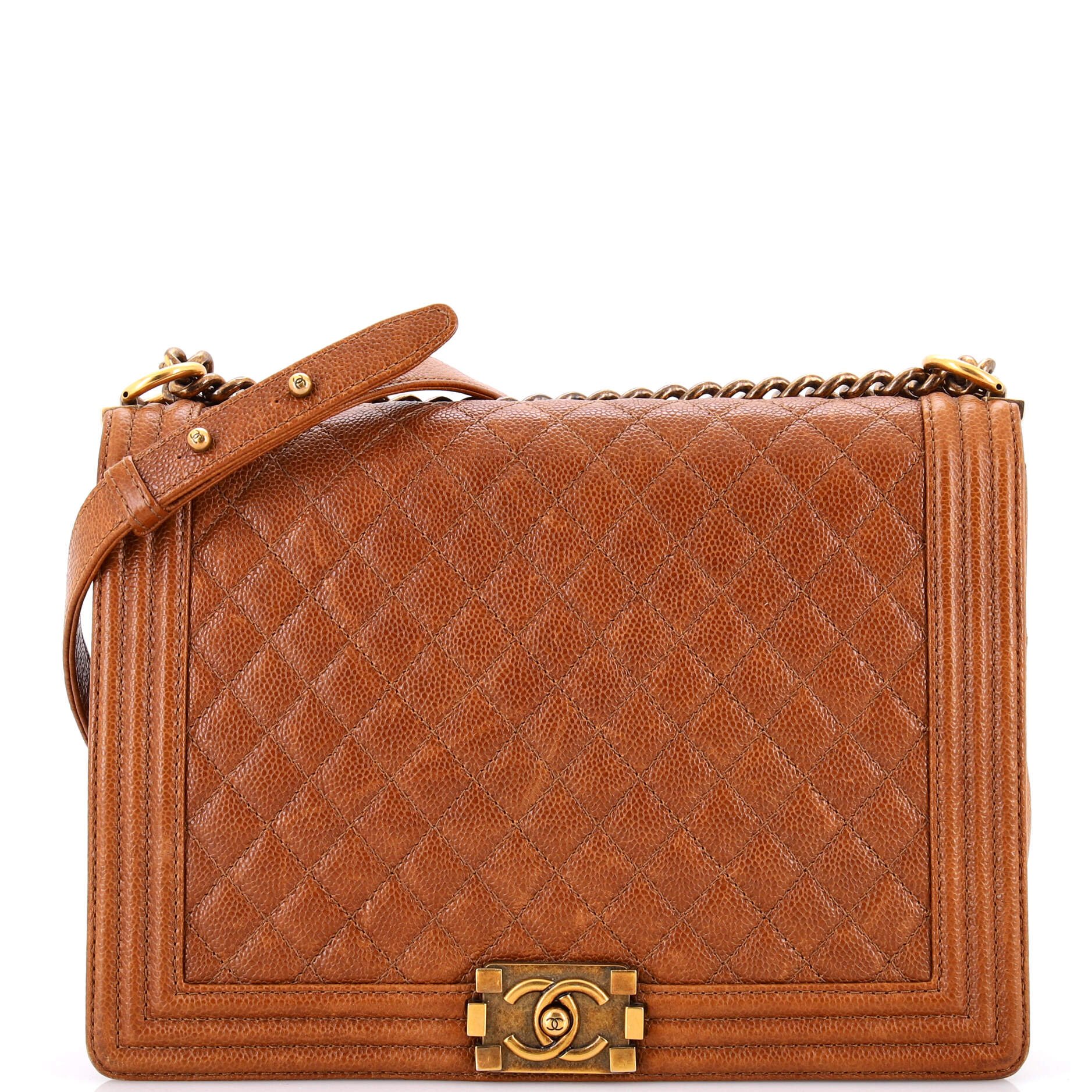 Boy Flap Bag Quilted Caviar Large