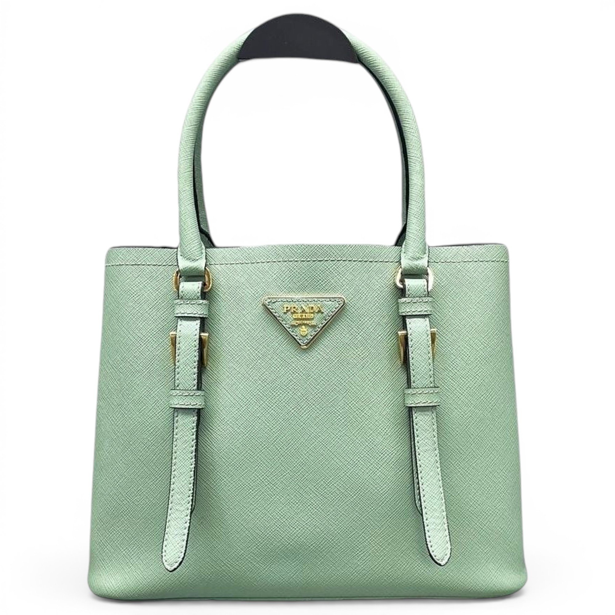 Double leather handbag