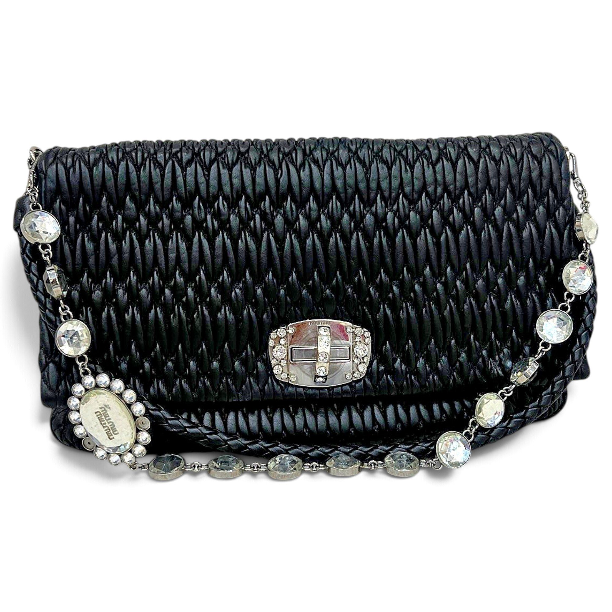 Miu Crystal leather handbag