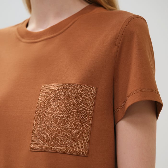 Marron Alezan Embroidered Pocket T-shirt