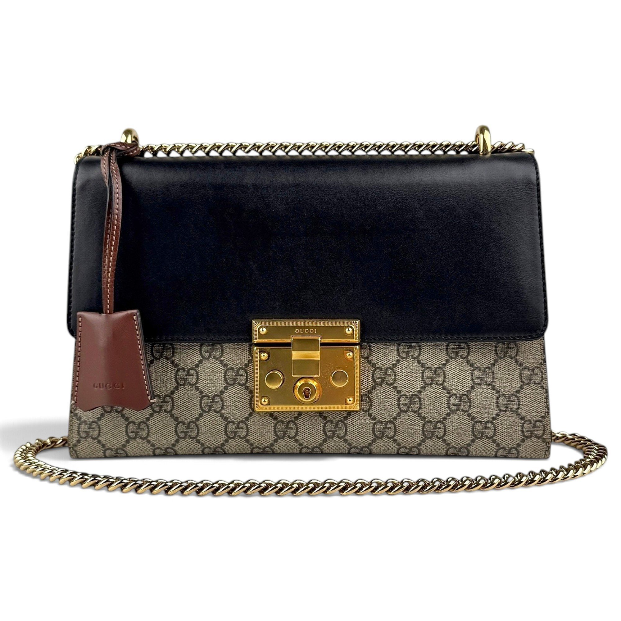 Padlock leather handbag