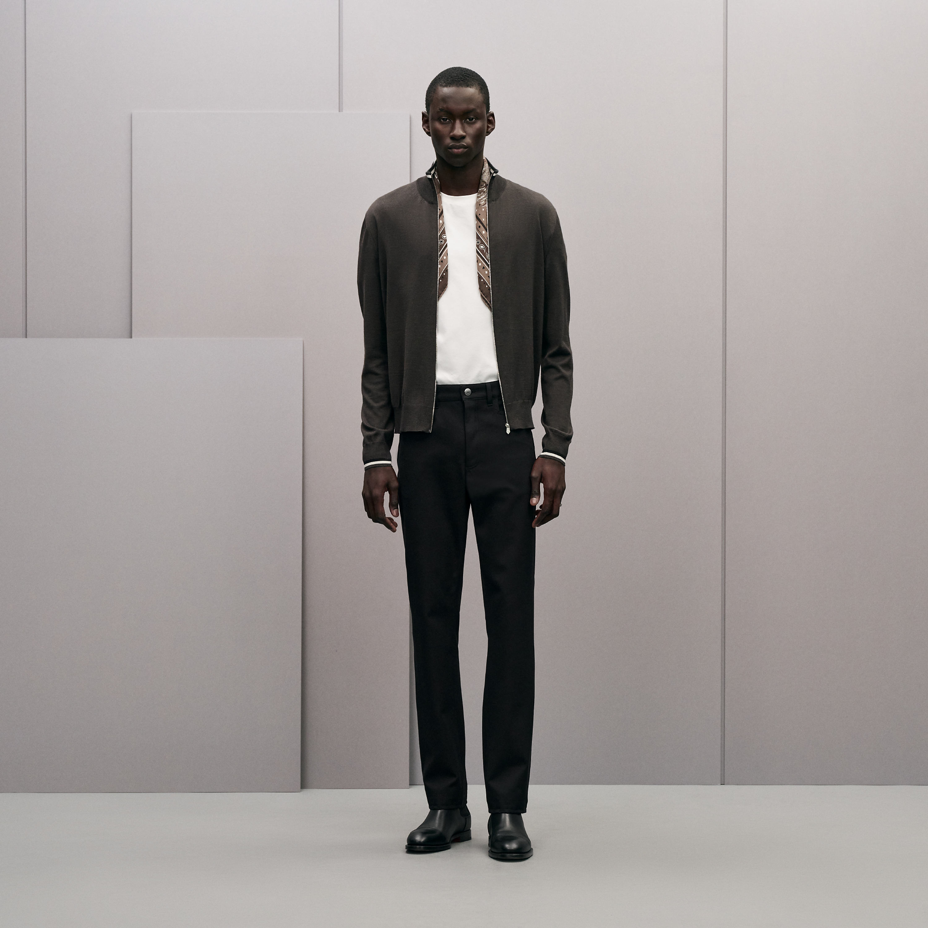 "Rayures & twist" zipped jacket