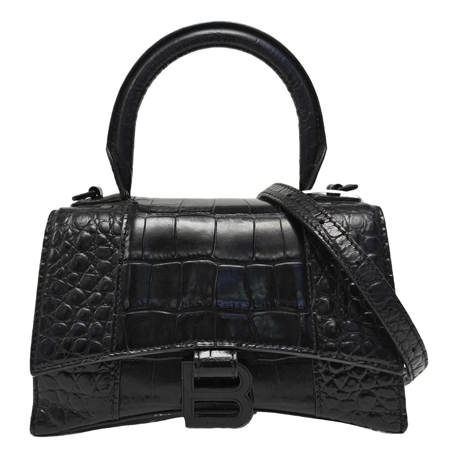 Hourglass leather handbag