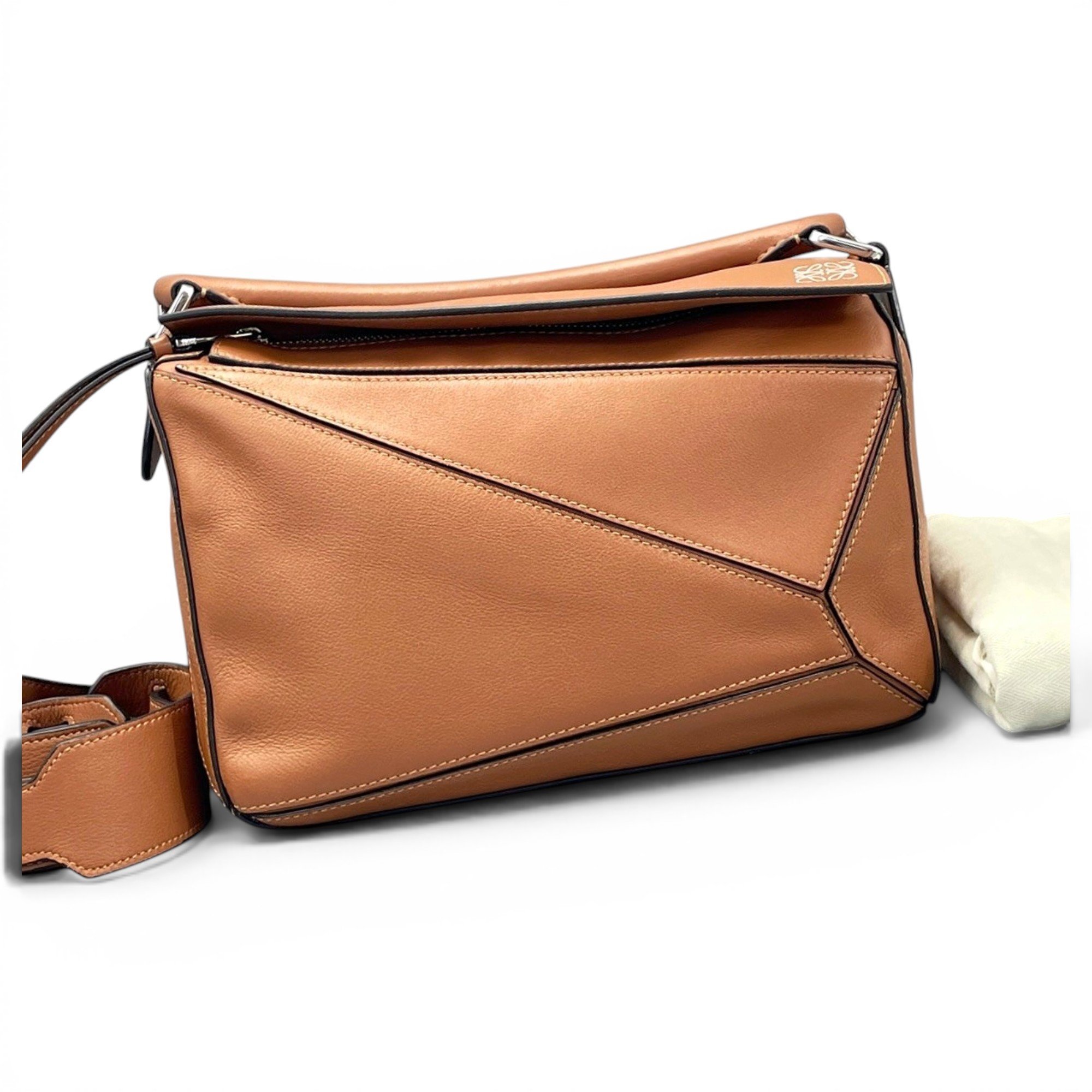 Puzzle leather handbag