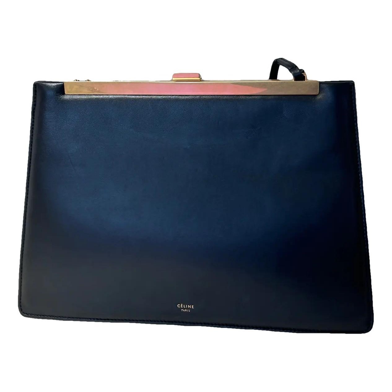 Clasp leather handbag
