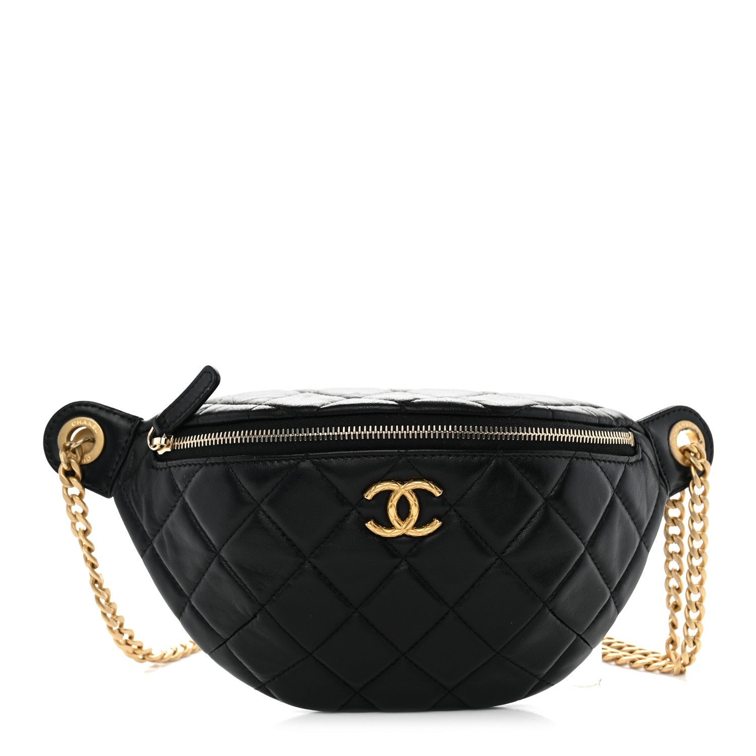 Chanel Lambskin Quilted Pillow Crush Belt Bag Black