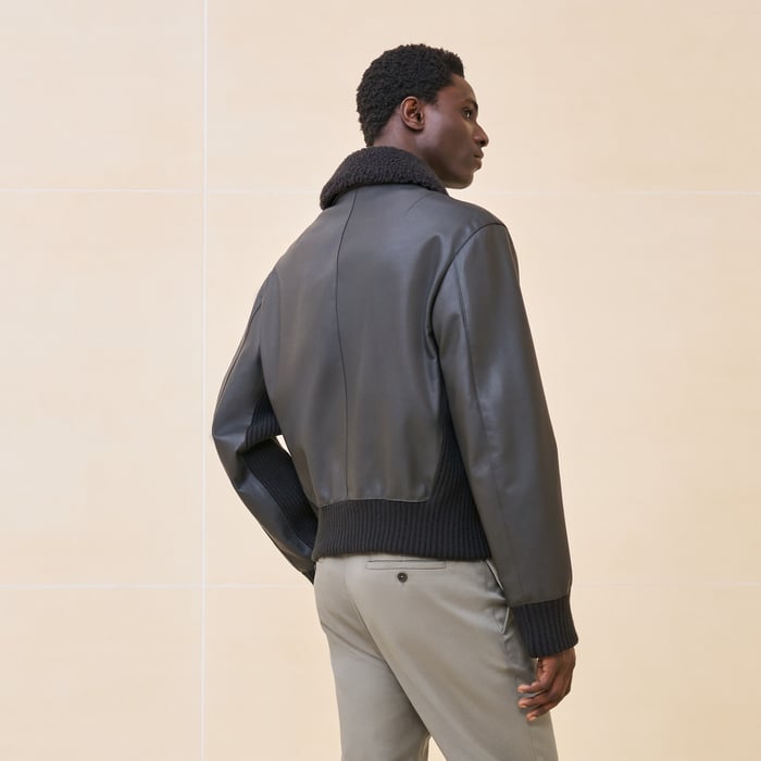 Kaki Rib-trim Jacket