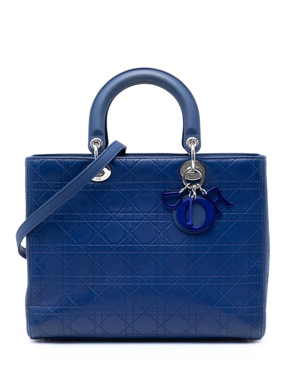 2013 Large Ultra Matte Calfskin Cannage Embossed Lady Dior satchel
